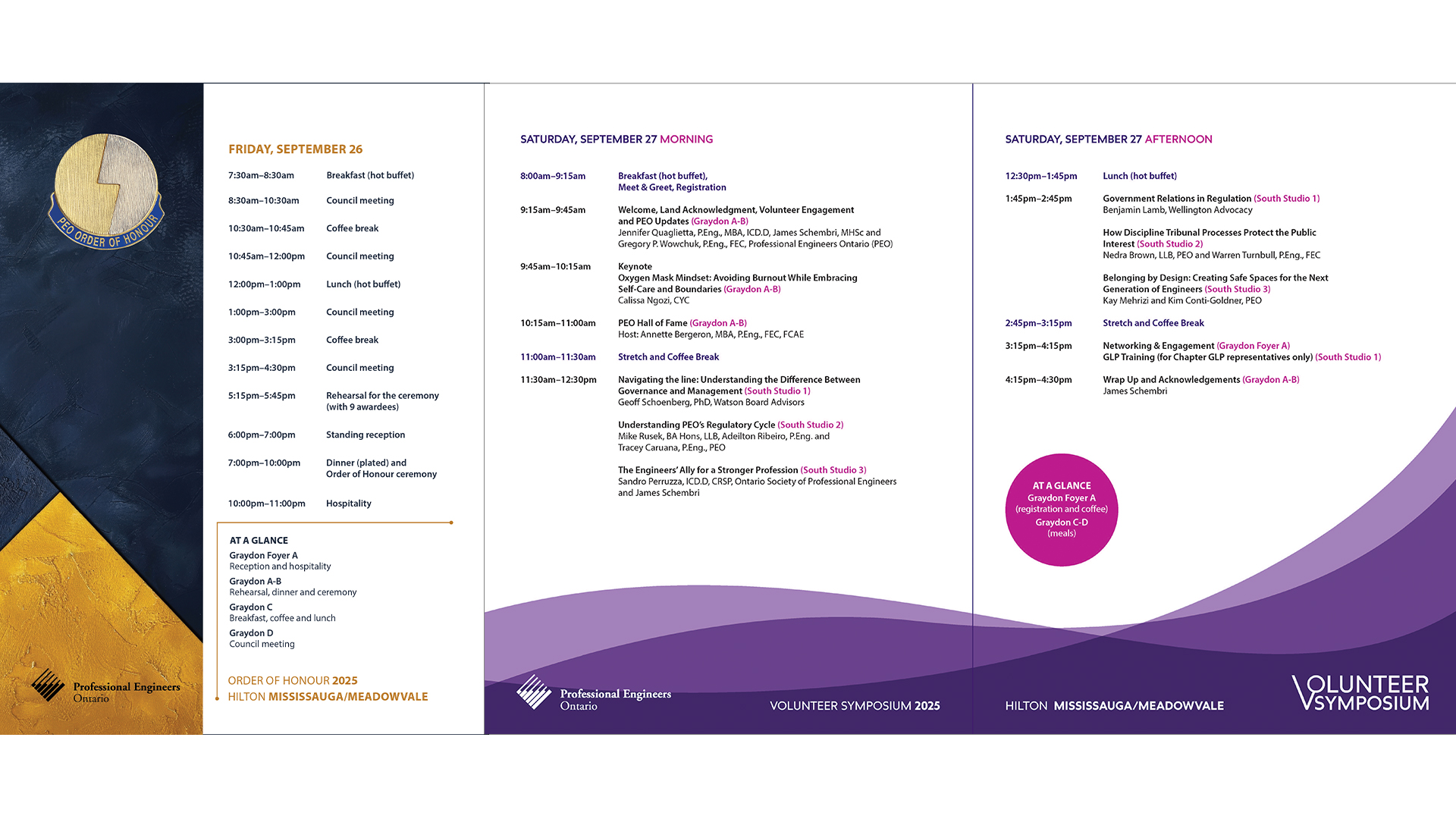 2025 Order of Honour and Volunteer Symposium Schedule